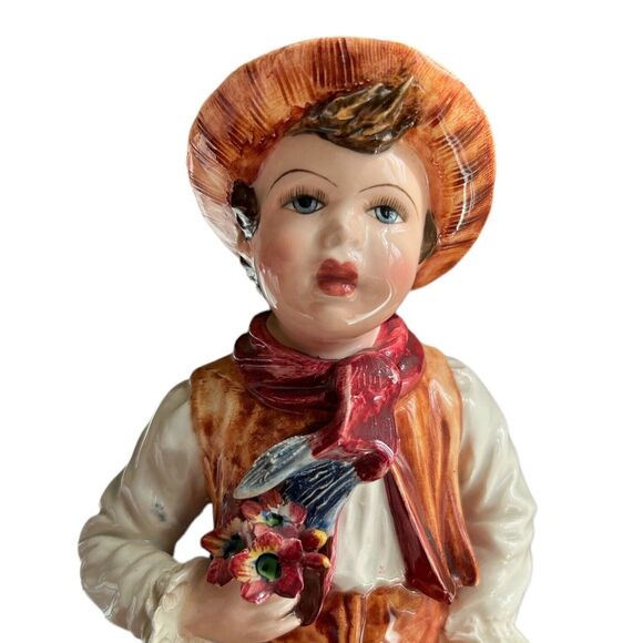 Rare Carlo Mollica Capodimonte Boy Holding Flowers Porcelain Figurine Signed - Picture 2 of 8